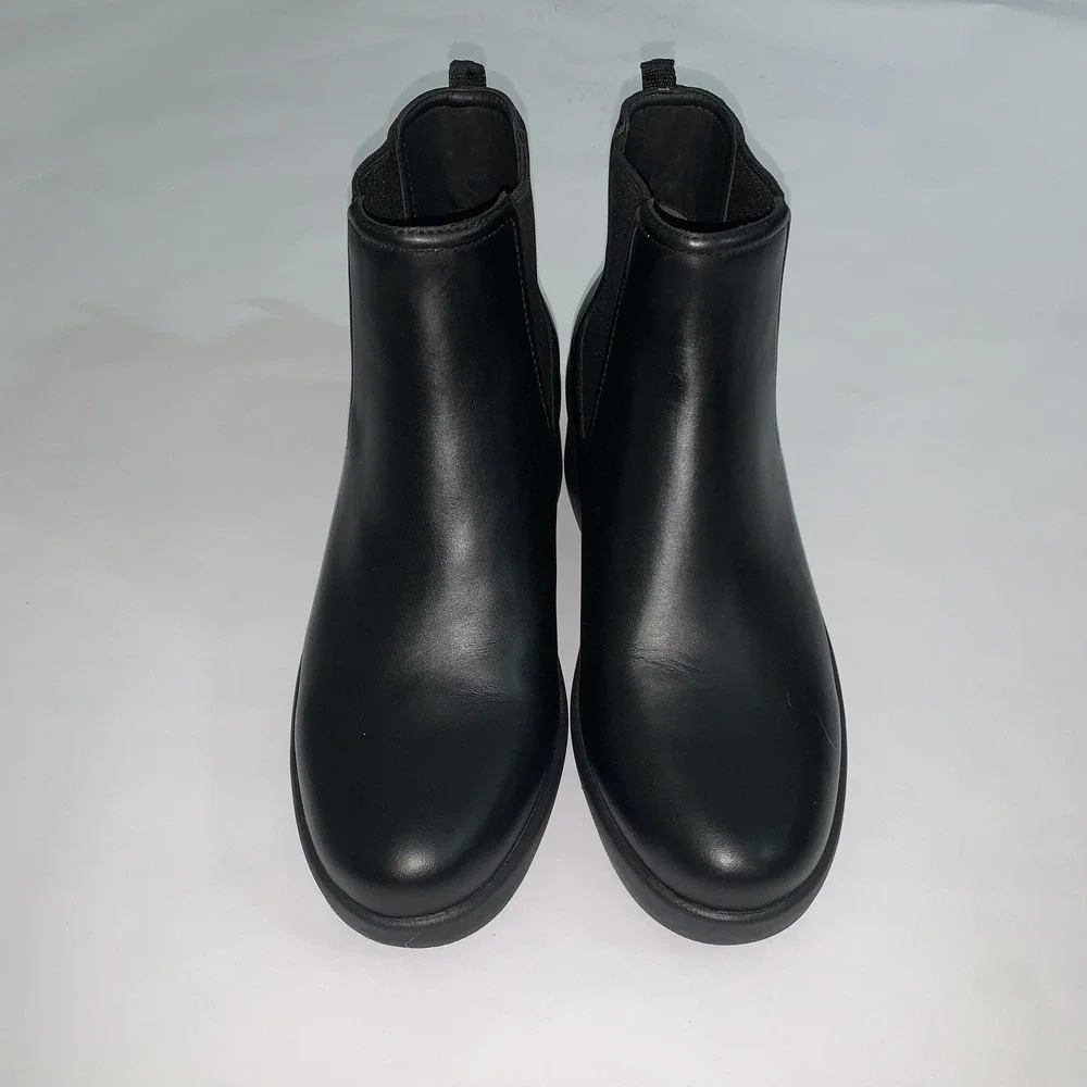 ABEO Passage Chelsea Boots Womens Size 9 Black Leather Ankle Wedge Pull On
